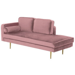 Beliani Left-Hand Chaise Longue Miramas Velvet Pink - thumbnail 4