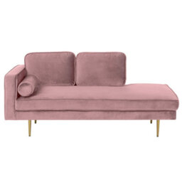 Beliani Left-Hand Chaise Longue Miramas Velvet Pink