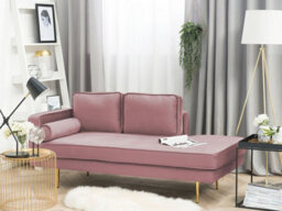 Beliani Left-Hand Chaise Longue Miramas Velvet Pink - thumbnail 2