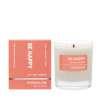 Stoneglow Candles Wellbeing Be Happy Tumbler Candle - Lemon Bergamot Myrrh - image 1