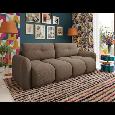 Sandy 3 Seater Convertible Sofa With Storage Comfortable Fabric Couch For Living Room Brown - image 1