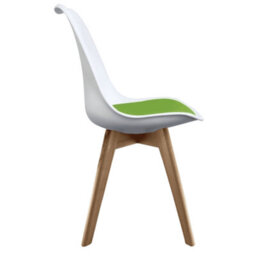 Fusion Living Soho White & Green Plastic Dining Chair With Squared Light Wood Legs - thumbnail 6