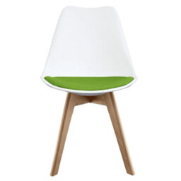 Fusion Living Soho White & Green Plastic Dining Chair With Squared Light Wood Legs - thumbnail 7