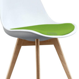 Fusion Living Soho White & Green Plastic Dining Chair With Squared Light Wood Legs - thumbnail 3