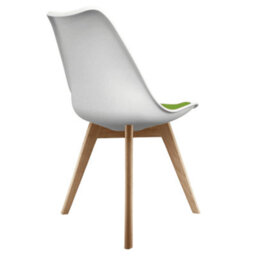 Fusion Living Soho White & Green Plastic Dining Chair With Squared Light Wood Legs - thumbnail 5