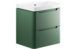 Ethiant Bathrooms  605mm 2 Drawer Wall Hung Basin Unit - Matt Sage Green - thumbnail 1