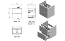 Ethiant Bathrooms  605mm 2 Drawer Wall Hung Basin Unit - Matt Sage Green - thumbnail 4