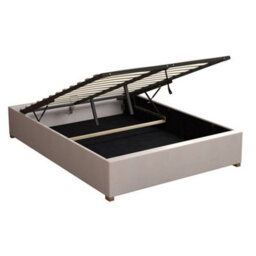 Aspire Upholstered Platform Ottoman Bed Frame Uk Made, Kimiyo Linen Beige, Size Double - thumbnail 4