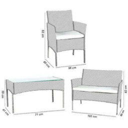 Garden Rattan Furniture 4 Piece Set Table Chairs Sofa Wicker Outdoor Patio Set - thumbnail 2