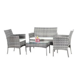 Garden Rattan Furniture 4 Piece Set Table Chairs Sofa Wicker Outdoor Patio Set - thumbnail 1
