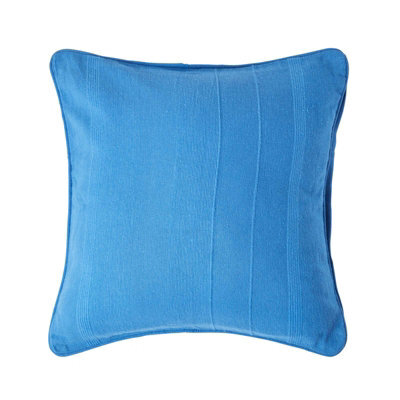 Homescapes Cotton Rajput Ribbed Blue Cushion Cover, 45 X 45 Cm - image 1