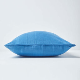 Homescapes Cotton Rajput Ribbed Blue Cushion Cover, 45 X 45 Cm - thumbnail 2