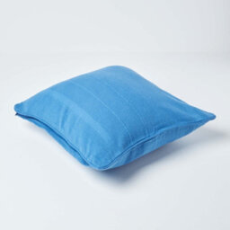 Homescapes Cotton Rajput Ribbed Blue Cushion Cover, 45 X 45 Cm - thumbnail 3