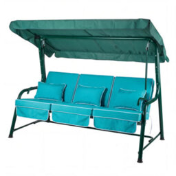 Alfresia Turin 3-Seater Reclining Swing Seat Green Frame With Luxury Teal Cushion