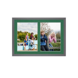 AK Frames 20X14 Dark Grey Sleek Multi Photo Frame With Emerald Mount - Holds 2 Apertures (2X) A4 Photos - thumbnail 1