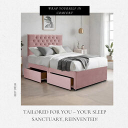 Pink Plush 4Ft6 Double Bed With Matttress  2 Storage Drawers And 20 Inch Chesterfield Headboard - thumbnail 3