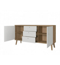 Arte Elegant Primo Large Sideboard Cabinet H830mm W1600mm D400mm In White And Oak Riviera - Versatile Storage Solution - thumbnail 2