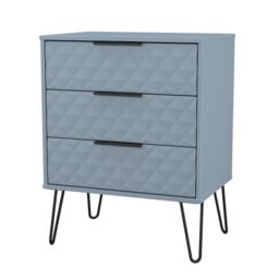 Anzio Matt Denim Blue 3 Drawer Chest (H)737mm (W)575mm (D)395mm - thumbnail 5