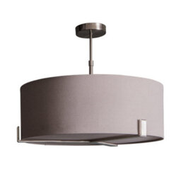 Ceiling Pendant Light Satin Nickel Plate & Slate Grey Fabric 3 X 10W Led E27