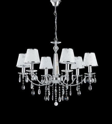 Luminosa Lighting Luminosa Boeme 6 Light Chandeliers With Shades Chrome, Crystals And 68Cm - image 1