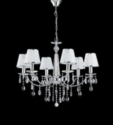 Luminosa Lighting Luminosa Boeme 6 Light Chandeliers With Shades Chrome, Crystals And 68Cm - thumbnail 1