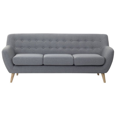 Beliani Sofa 3 Seater Motala Fabric Light Grey - image 1