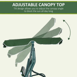 Outsunny 3-Person Garden Swing Chair W/ Adjustable Canopy, Green Stripes - thumbnail 4