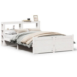 Berkfield Rustic Bed Frame With Headboard Without Mattress White 140X200 Cm