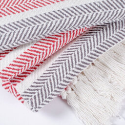Ehc Stripe Cotton Throw For Double Bed Sofa Couch,150 X 200 Cm, Red / Grey - thumbnail 4