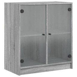 Berkfield Side Cabinet With Glass Doors Grey Sonoma 68X37X75.5 Cm - thumbnail 2