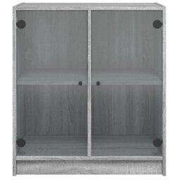 Berkfield Side Cabinet With Glass Doors Grey Sonoma 68X37X75.5 Cm - thumbnail 6