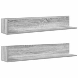 Berkfield Wall Shelves 2 Pcs Grey Sonoma 100X16.5X16.5 Cm Engineered Wood - thumbnail 2
