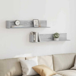 Berkfield Wall Shelves 2 Pcs Grey Sonoma 100X16.5X16.5 Cm Engineered Wood - thumbnail 3