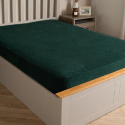 Ohs Teddy Fleece Fitted Bed Sheet Soft Thermal, Forest Green - Single - thumbnail 1