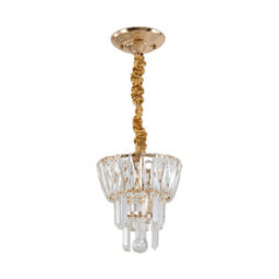 Living And Home Elegant Gold Crystal Ceiling Light With E14 Base For Dining Room Or Bedroom, 40W - thumbnail 4