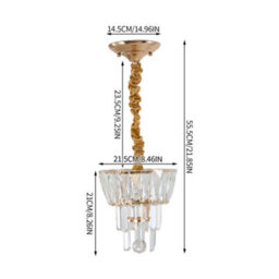 Living And Home Elegant Gold Crystal Ceiling Light With E14 Base For Dining Room Or Bedroom, 40W - thumbnail 5