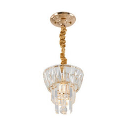 Living And Home Elegant Gold Crystal Ceiling Light With E14 Base For Dining Room Or Bedroom, 40W - thumbnail 2