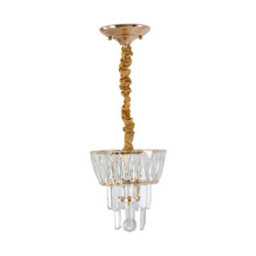 Living And Home Elegant Gold Crystal Ceiling Light With E14 Base For Dining Room Or Bedroom, 40W - thumbnail 1