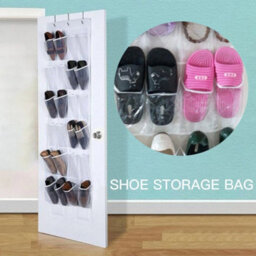 24 Pockets Over Door Hanging Shoe Rack Storage Hanger Holder Organiser Tidy New - thumbnail 3