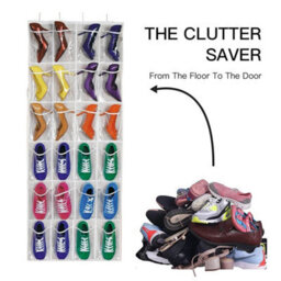 24 Pockets Over Door Hanging Shoe Rack Storage Hanger Holder Organiser Tidy New - thumbnail 2