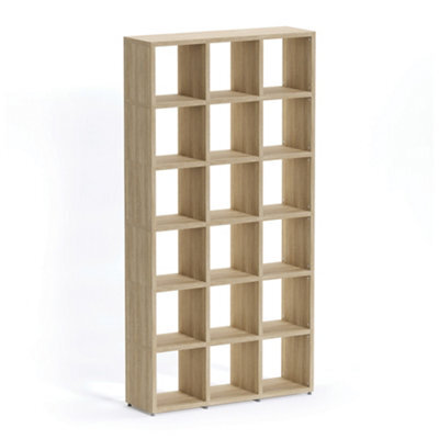RB UK Boon 18 Cube Shelving Unit Eco-Friendly Bookcase Freestanding Heavy Duty Oak, Made In Austria (H)2180mm (W)1100mm (D)330mm