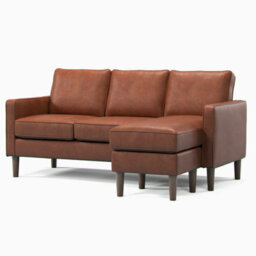 Furnishings For Less UK Bexhill Tan Faux Leather Reversible L Shaped 3 Seater Corner Sofa