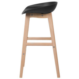Beliani Nordic Living Set Of 2 Bar Stools 85 Cm - Light Beech Legs And Black Polypropylene Seats - thumbnail 5