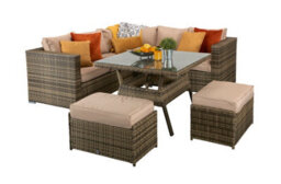 Signature Weave Georgia Wicker Corner Sofa Seat Coffee Table Stools Benches Brown - thumbnail 3