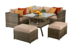 Signature Weave Georgia Wicker Corner Sofa Seat Coffee Table Stools Benches Brown - thumbnail 2