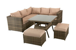 Signature Weave Georgia Wicker Corner Sofa Seat Coffee Table Stools Benches Brown - thumbnail 5