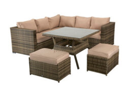 Signature Weave Georgia Wicker Corner Sofa Seat Coffee Table Stools Benches Brown - thumbnail 4