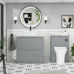 Royal Bathrooms Royal Bathroom Elmore 800mm Matt Pebble Grey Freestanding Bathroom Vanity Unit 2 Drawer Plain White Worktop With Cube Basin - thumbnail 5