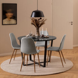 Furniture To Go Amble Round Dining Table With Black Marble Melamine Top & Black Legs - thumbnail 4