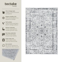 Tectake Washable Rug Aliya - Different Sizes, Oriental Pattern, Non-Slip Underside, Non-Allergenic Short Pile 200 X 274 Cm - Grey - thumbnail 2